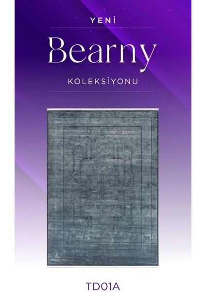 Bearny TD01A Lacivert Antrasit Viskon Akrilik Yumuşak Dokulu Modern Halı