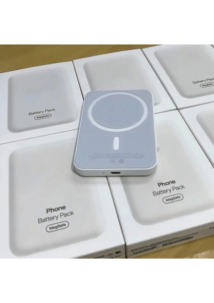 Magsafe 5000 Mah Powerbank Kablosuz Şarj Cihazı Iphone Uyumlu Wireless Şarj Cihazı Telefonun Arkasından Kablosuz Şarj Eder