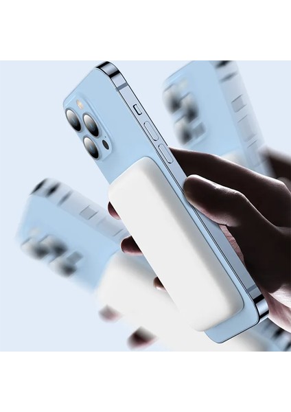 Magsafe 5000 Mah Powerbank Kablosuz Şarj Cihazı Iphone Uyumlu Wireless Şarj Cihazı Telefonun Arkasından Kablosuz Şarj Eder
