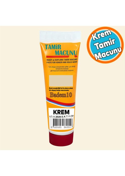 Tamir Macunu Ahşap Parke Mobilya Dolgu Çatlak Çizik Giderici 200 gr Kullanıma Hazır Macun Krem