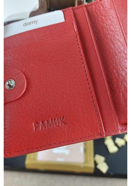 Hakiki Deri RFID Korumalı Kadın Mini Cüzdan 906 - Kırmızı fırsatları