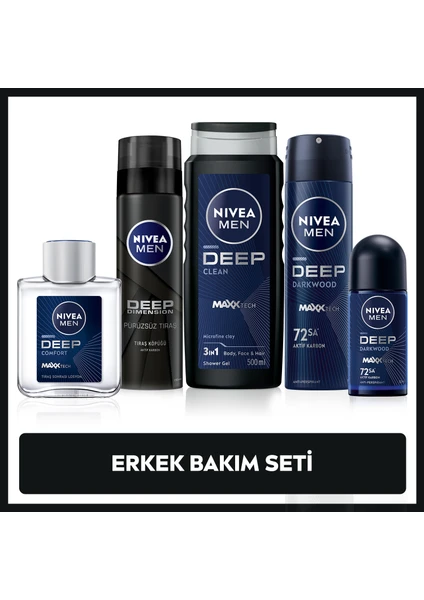 MEN Erkek Damat Bohça Seti, Duş Jeli 500ml, Deodorant 150ml, Roll-on 50ml, Tıraş Köpüğü, Losyon100ml