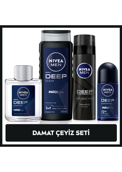 MEN Erkek Damat Çeyiz Bohça Seti, Duş Jeli 500ml, Roll-on 50ml, Losyon 100ml, Tıraş Köpüğü 200ml