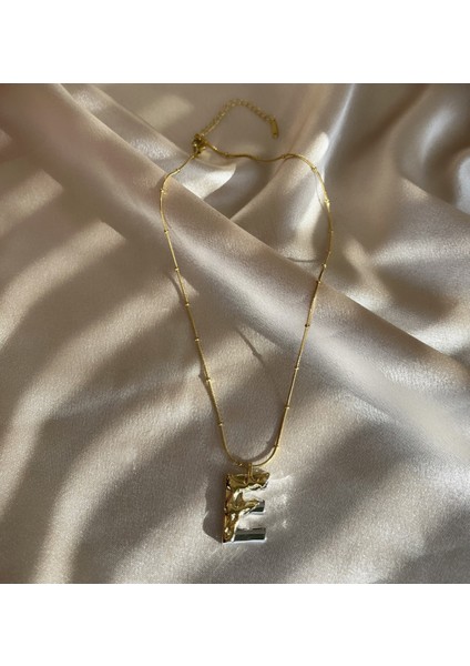 E Harf Gold-Silver Çelik Kolye modelleri