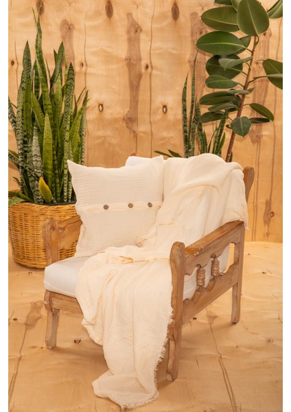 Mylasahome 4 Katlı Müslin Definite Desenli Kırlent Kılıfı 45 x 45