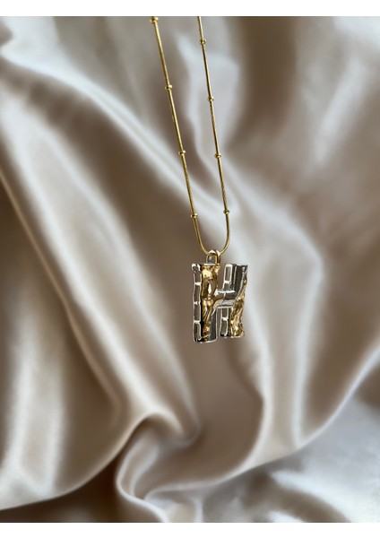 H Harf Gold-Silver Çelik Kolye fiyatları