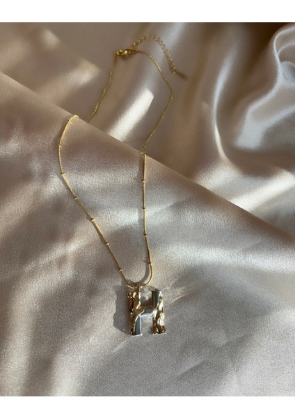 H Harf Gold-Silver Çelik Kolye modelleri