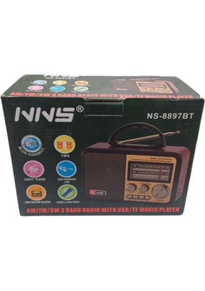 NS-8897BT Usb/sd/fm/bluetooth Nostalji Güçlü Sinyal Müzik Kutusu