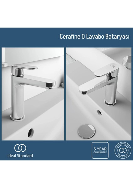 Cerafine O Grande Lavabo Bataryası-Chrome-Sifon Kumandasız