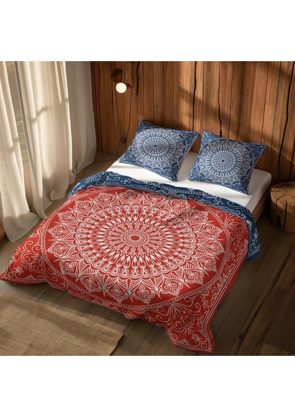 Red / Blue Bohemian Mandala Çift Taraflı Nevresim Takımı - 200 cm x 220 cm modelleri