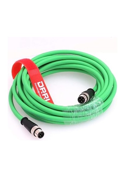 Drrı M12 4 Pinli D Kodu Erkek - D Kodu Erkek Uzatma Ethernet Korumalı Cat5 Kablosu Endüstriyel Ethernet, Profinet, Ethernet/ıp ve Ethernet Için (5 M)
