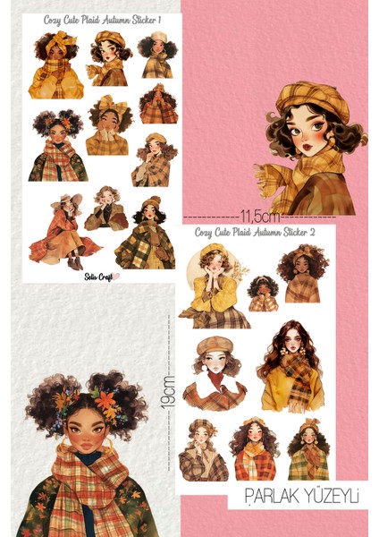 Cozy Cute Plaid Autumn Temalı Parlak Sticker 01-02 Ajanda Planlayıcı Bullet Journal Için Uygundur