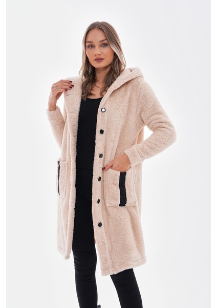 Kapşonlu Peluş Uzun Mont modelleri