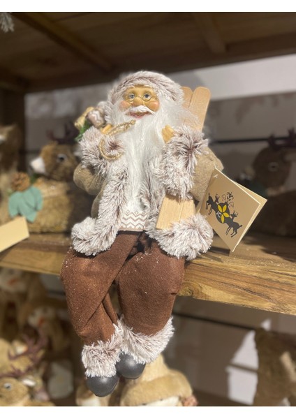 Natural Kahverengi Oturan Noel Baba 48CM