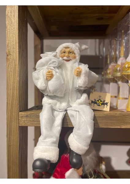 Beyaz Oturan Noel Baba 48 cm