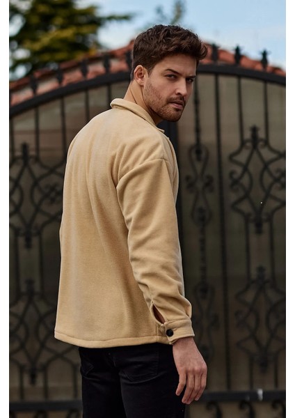 Unisex Bej Kalın Kışlık Hakiki Polar Gömlek fiyatları