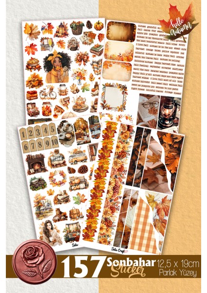 Sonbahar Journal Sticker Set 01 Ajanda Planlayıcı Bullet Journal Için Uygundur