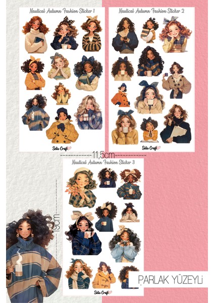 Autumn Fashion Girls Temalı Parlak Sticker 01-02-03 Ajanda Planlayıcı Bullet Journal Için Uygundur