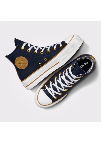 Chuck Taylor All Star Lift Platform Herringbone Stripe Mavi Sneaker