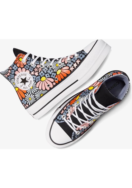 Chuck Taylor All Star Lift Platform Floral Kadın Siyah Sneaker fırsatları