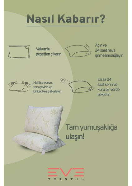 6 Adet Bamboo Serisi Kılıflı Fermuarlı Yıkanabilir Antialerjik Silikon Elyaf Yastık 50x70cm 800 gr