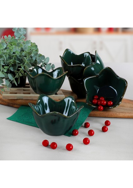 Yılbaşı Zümrüt Zambak Çerezlik / Sosluk 12 Cm 6 Adet