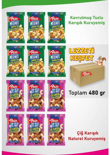 Paşa Kuruyemiş Karışık Süper Mix Kuruyemiş 40 gr x 12 Adet (Toplam 480 gr)