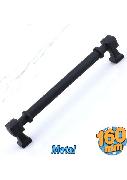 Talas Siyah Renk Metal Kulp 160 mm Mutfak Dolap Çekmece Mobilya Dolabı Kapak Kulpları 16 cm
