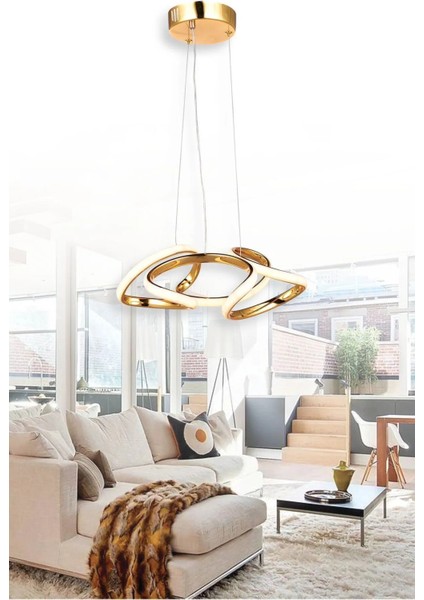 Çiçek Gold LED Avize Şık Sarkıt