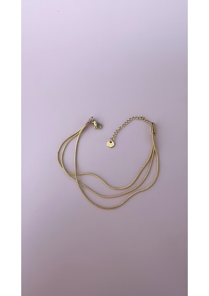 Çelik 14 Ayar Altın Kaplama 3' Lü İnce Mini Silindir Gold Bileklik