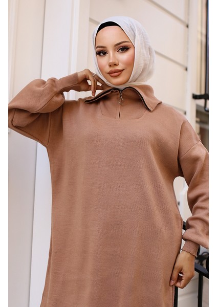 Triko Tunik 11043-02 Vizon modelleri