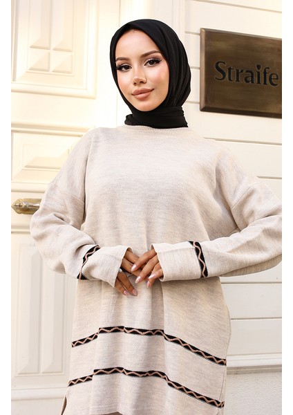 Dikiş Detaylı Triko Takım 24029-01 Taş modelleri