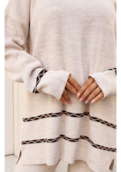 Dikiş Detaylı Triko Takım 24029-01 Taş fırsatları