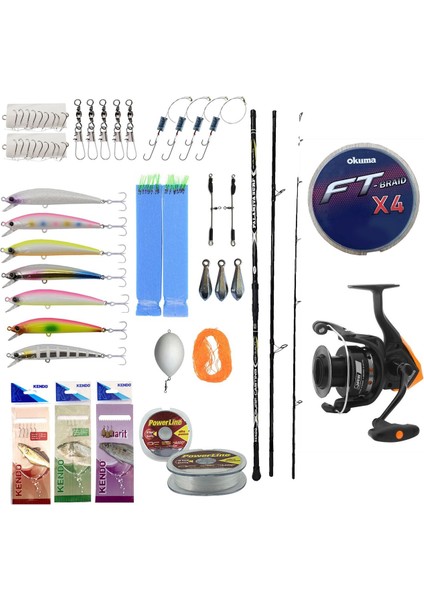 Yek Outdoor Profesyonel Hazır Olta Seti Kendo Palamita Surf 420CM 250GR 3 Parça Olta Kamışı&okuma Jaw-65 Olta Makinesi