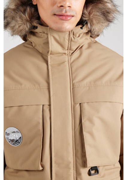 Erkek Jjstar Rüzgar Geçirmez Kapüşonu Kürklü Parka 12256892 Vizon
