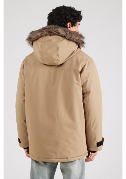 Erkek Jjstar Rüzgar Geçirmez Kapüşonu Kürklü Parka 12256892 Vizon