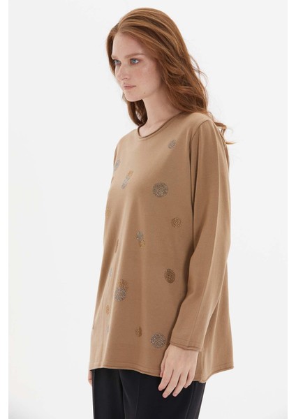 Two Mail Kadın Taş Detaylı Bluz 2668 Camel modelleri