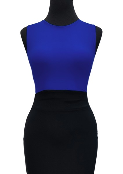 Mavi Sırtı Bağlamalı Crop Top - Siyah Sırtı Açık Tango Bluz