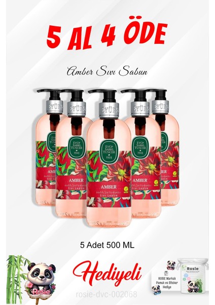 Amber Sıvı Sabun 500 ml 5 Al 4 Öde ve Rosie Pamuk