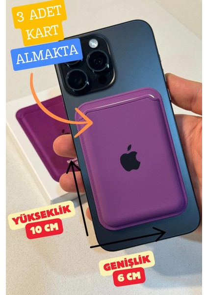 Apple Iphone Uyumlu Telefon Arkası Magsafe Silikon Cüzdan Kartlık Ios 12/13/14/15/16 Ölçüleri 10X6CM indirimleri
