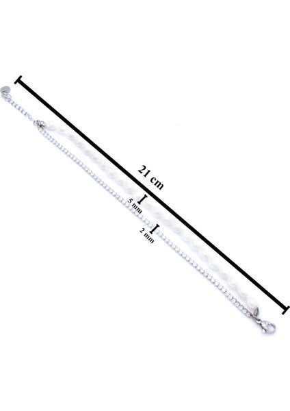 Bz 316L Çelik Zirkon Taşlı Inci Kadın Bileklik BLK-1000