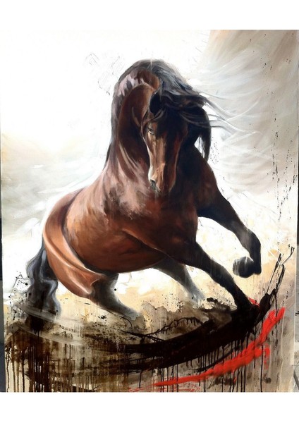 Kanvas Kahverengi At Tablosu Oturma Odası Kanvas Dijital Baskı Duvar Dekoru fiyatları