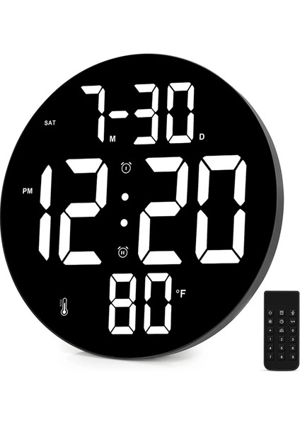 12INÇ LED Duvar Masa Saati Dijital Modern Elektronik Sıcaklık Nem Alarm Uzaktan Kumanda Ev Ofis
