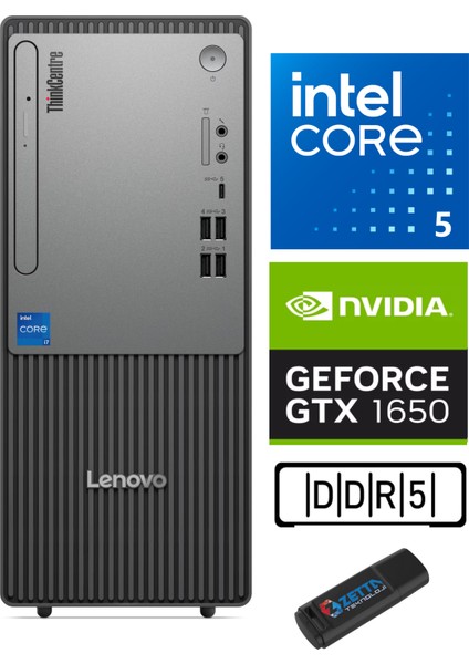 Thinkcentre Neo 50T Gen 5 Intel Core I5 13400 96GB Ddr5 256GB SSD 4GB/GTX1650 Freedos Masaüstü Blgisayar NEO12UB000ETRTX26+ZETTAUSBBELLEK