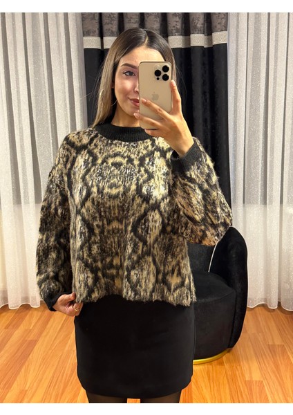 Etnik Desen Bisiklet Yaka Kazak