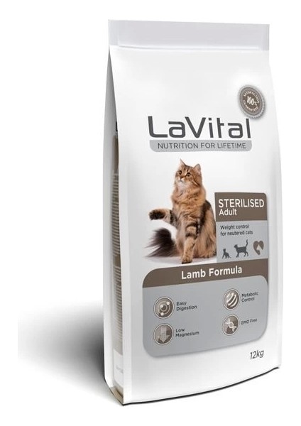 Lavital Sterilised Kuzu Etli Kısırlaştırılmış Kedi Maması 12 kg