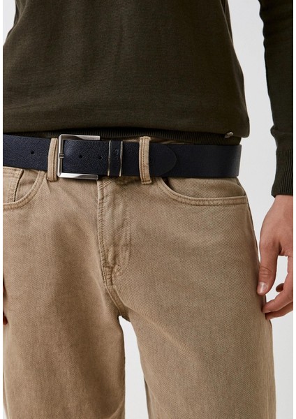 Lacivert Erkek Deri Floater Desenli Tokalı 4 cm Kemer Ncs Jeans 13