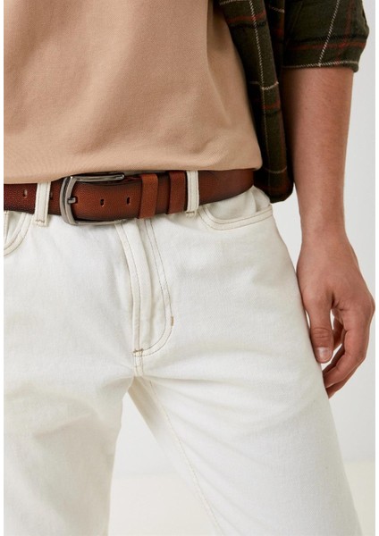 Taba Erkek Deri Floater Desenli Tokalı 4 cm Kemer Ncs Jeans 1