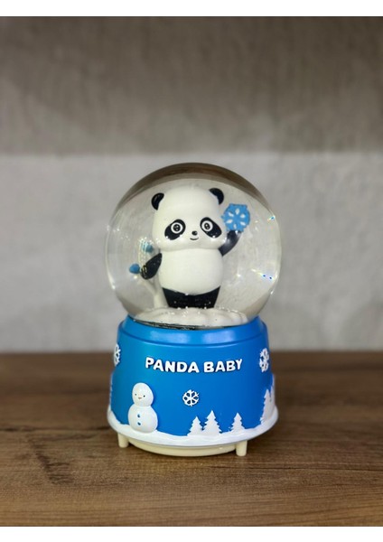 Panda Kar Küresi Büyük Boy Püskürtmeli Müzikli Işıklı