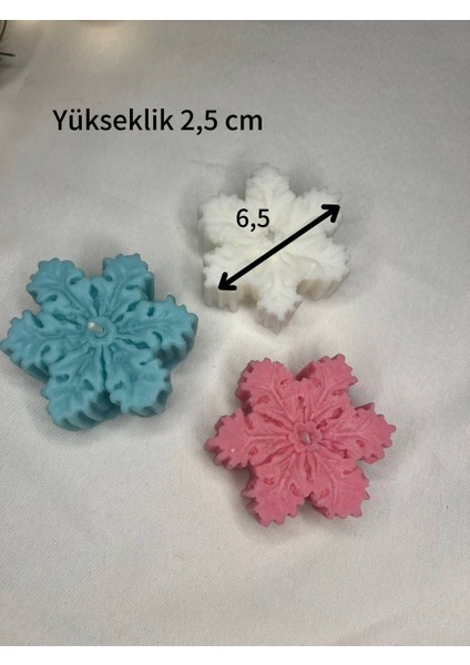 Yılbaşı Kar Tanesi 3 Adet Mum, Kar Tanesi Dekoratif Kokulu Mum, Kar Tanesi Mum, Yılbaşı Süsleme, Yeni Yıl Temalı Mum, Yılbaşı Mum